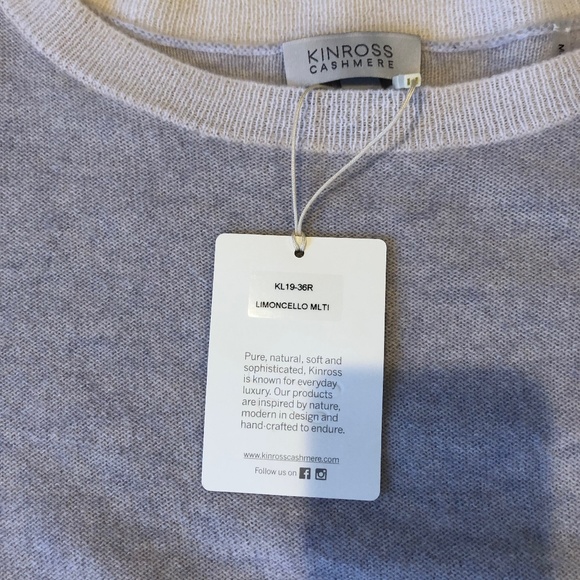 Kinross Cashmere Stripe Bell Sleeve Sweater Limoncello Multi - Picture 3 of 6